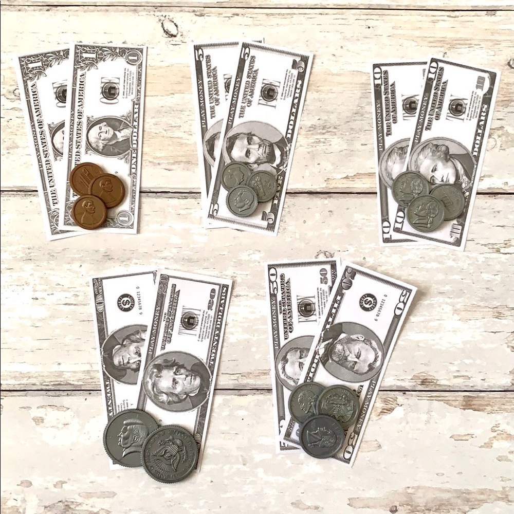 Play Money Educational Homeschool Coins & Bills Toys Kids Children’s Learning